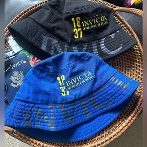 Invicta Black and Blue Set of 2 Cotton 1837 One Size Racing Bucket Hats